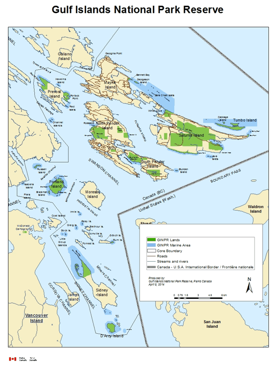 Figure 1. Geographic scope for the Multi-species Action Plan for Gulf Islands National Park Reserve of Canada.