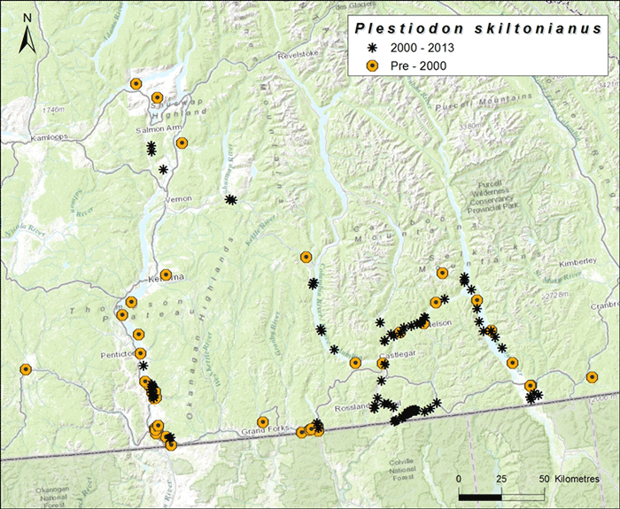 Map of distribution of Plestiodon skiltonianus