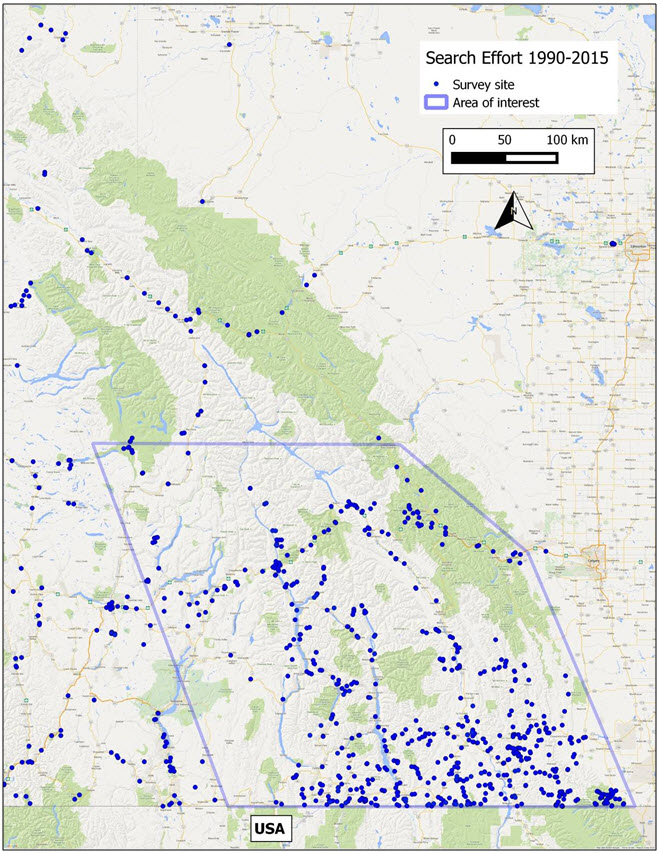 Overview of sites surveyed for gastropods