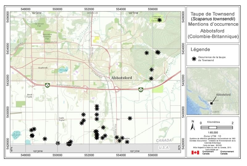 Figure 3 maps the occurrence of the species in Canada, Abbotsford, British Columbia