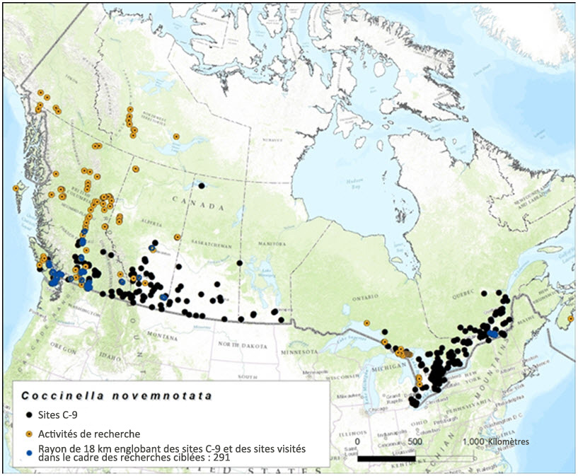 Chevauchement des sites visités dans le cadre des recherches ciblées, rayon de 18 km