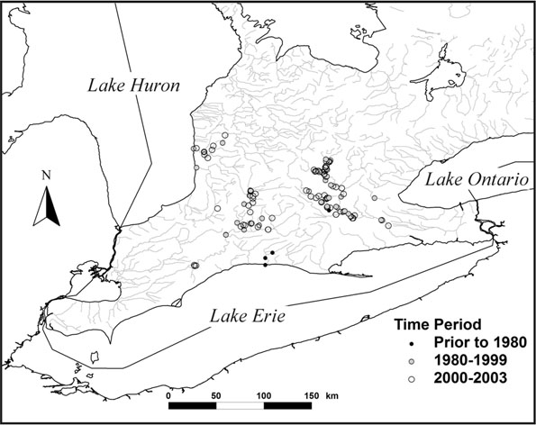 Figure 3.Canadian distribution of the black redhorse