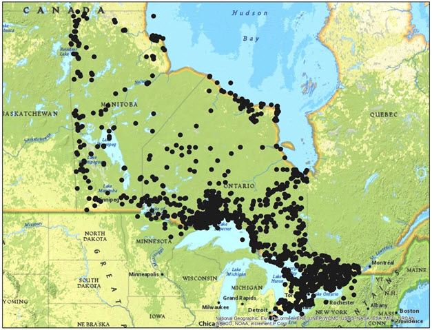Lichen collections from Ontario, Quebec and Manitoba
