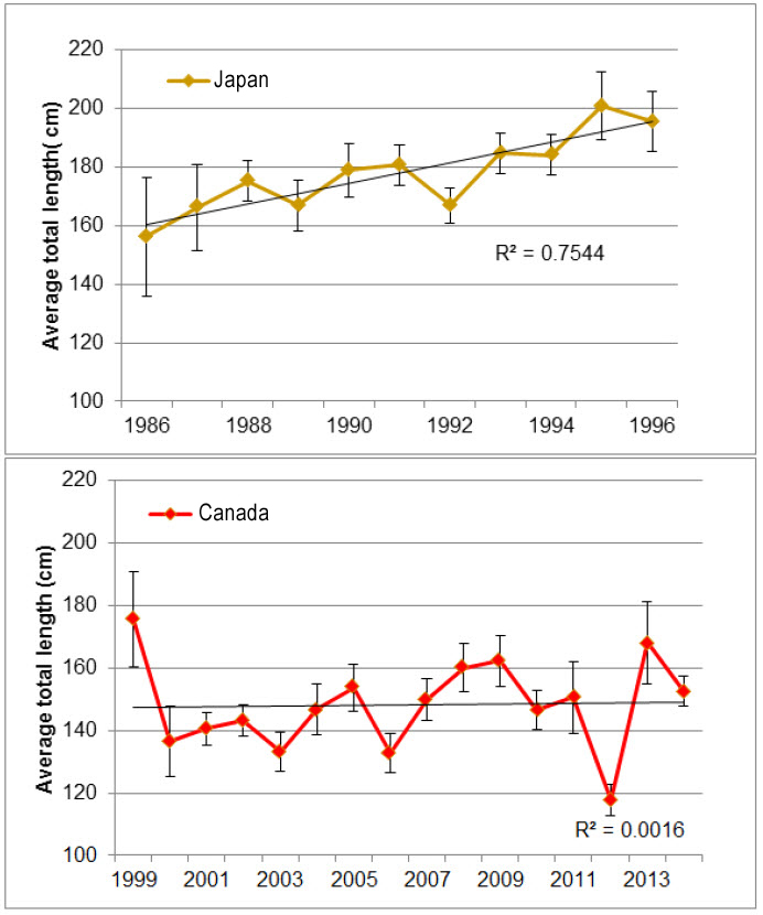 Length-frequency distribution of Shortfin Mako captured in Japanese longline fisheries