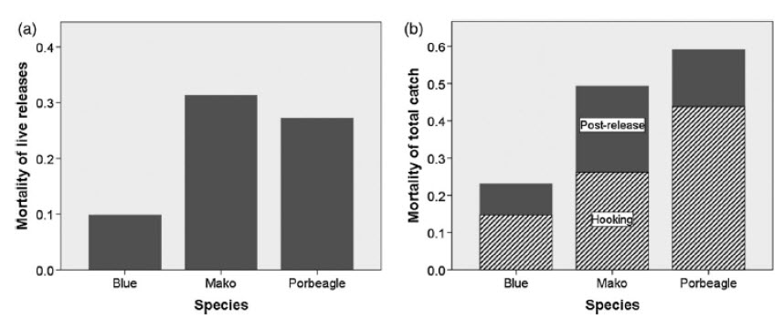 Shark mortality due to capture or hooking mortality in Canadian commercial pelagic longline fishing