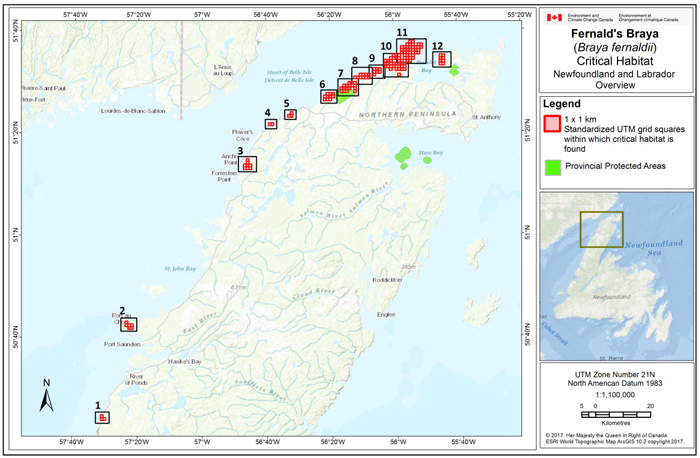 Map overview of Newfoundland and Labrador (see long description below)