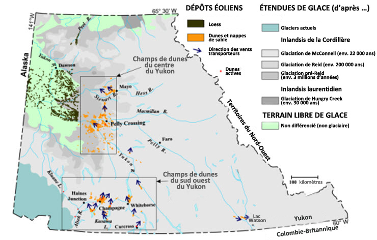 Dépôts éoliens dans le sud-ouest du Yukon