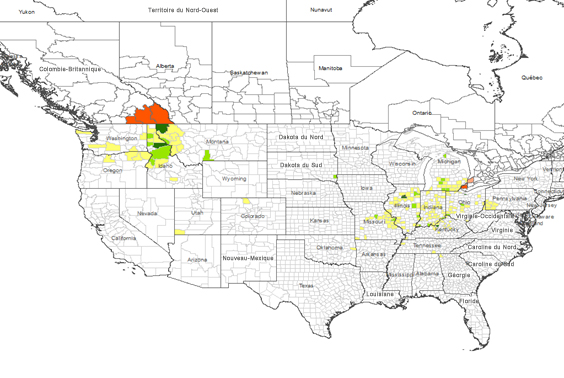 Répartition mondiale  de l’escargot-tigre à bandes