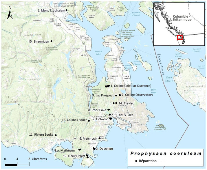 Aire de répartition canadienne de la limace-prophyse bleu-gris