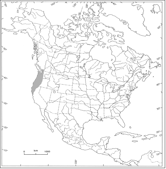 Map of Distribution of Pacific Water Shrew