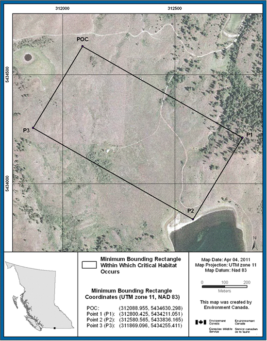 Area within which critical habitat at Kilpoola Lake