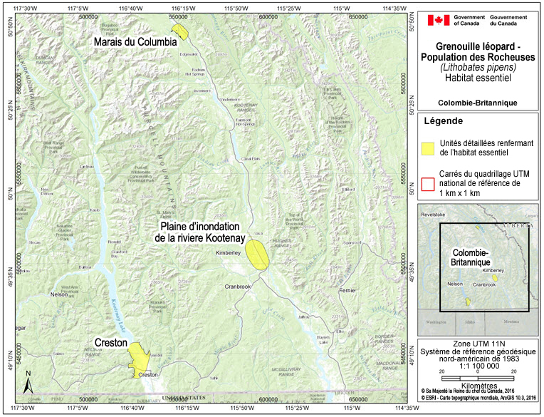 Aperçu des zones englobant l'habitat essentiel