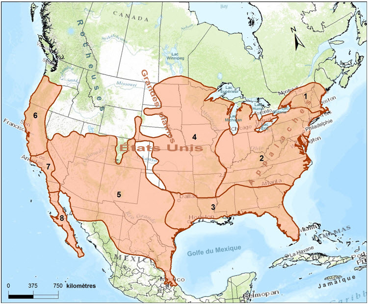 Aire de répartition du renard  gris
