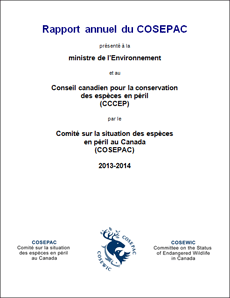 Couverture de la publication : Rapport annuel du COSEPAC – 2013-2014