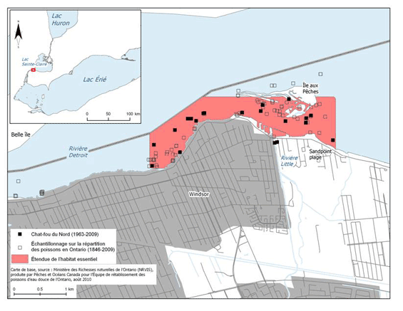 Figure 5a. Habitat essentieldésigné du chat-fou du Nord dans la rivière Detroit près de l’île aux Pêches (Voir description longue ci-dessous.)