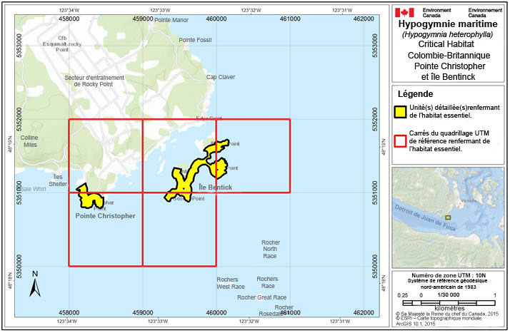 L'habitat essentiel à la pointe Christopher et dans l'île Bentinck