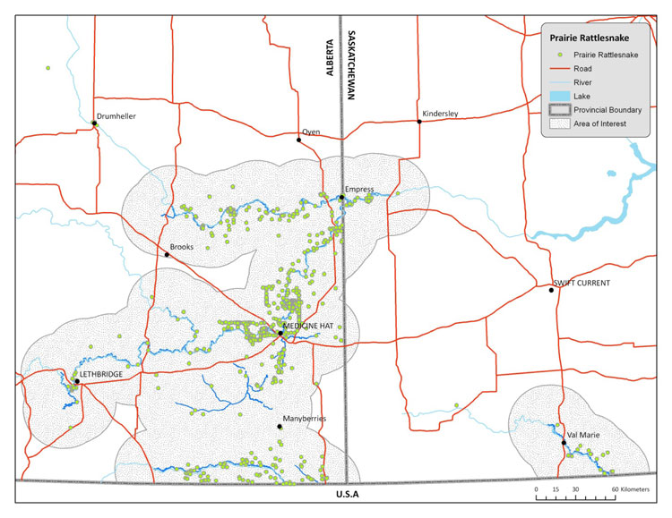 Map of Alberta and Saskatchewan