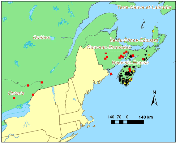 Carte : l'Est du Canada