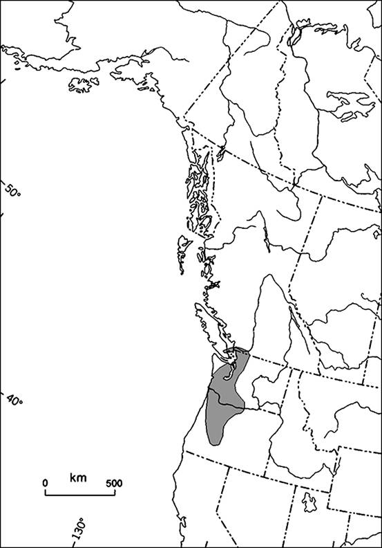 Figure 3.&nbsp; World distribution of the Allogona townsendiana, based on Pilsbry (1940:882, figure 508) and Canadian records