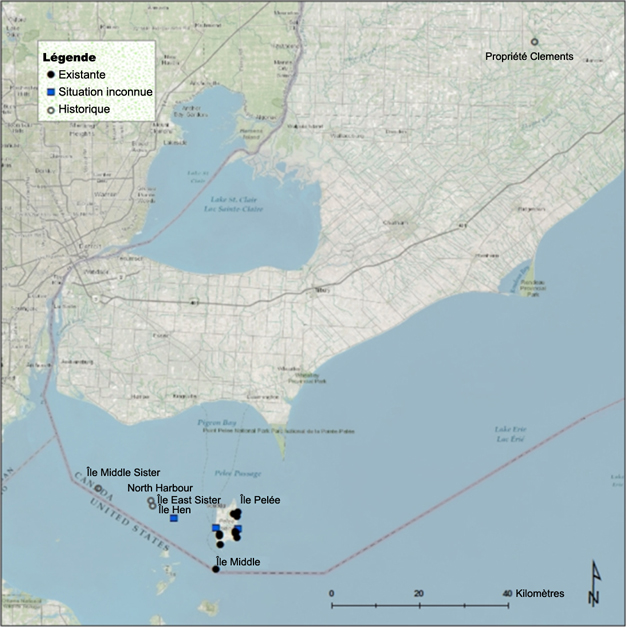 Carte du sud de l'Ontario. Description longue situé dans la paragraphe précédent.