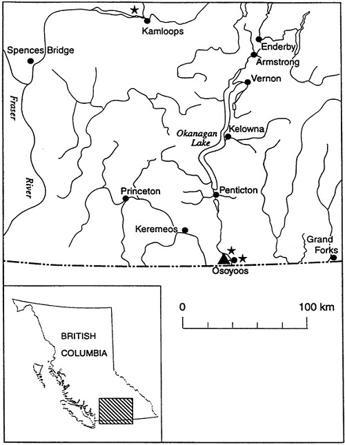 Figure 2 is a map of the distribution and extant occurrences of Toothcup in southern British Columbia. (See long description below)