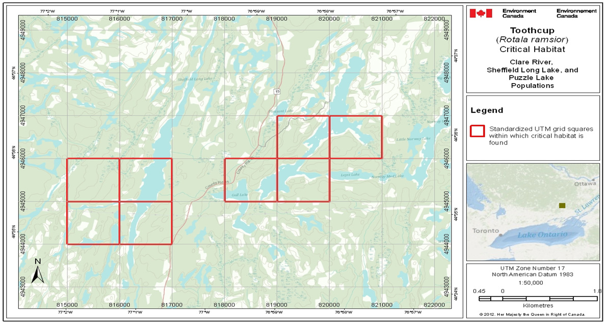 Figure A4 is a map of where critical habitat for the Clare River, Sheffield Long Lake and Puzzle Lake populations can be found. (See long description below)
