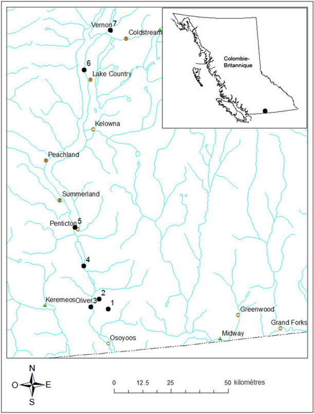 Répartition de la cicindèle (Cicindela parowana) en Colombie-Britannique