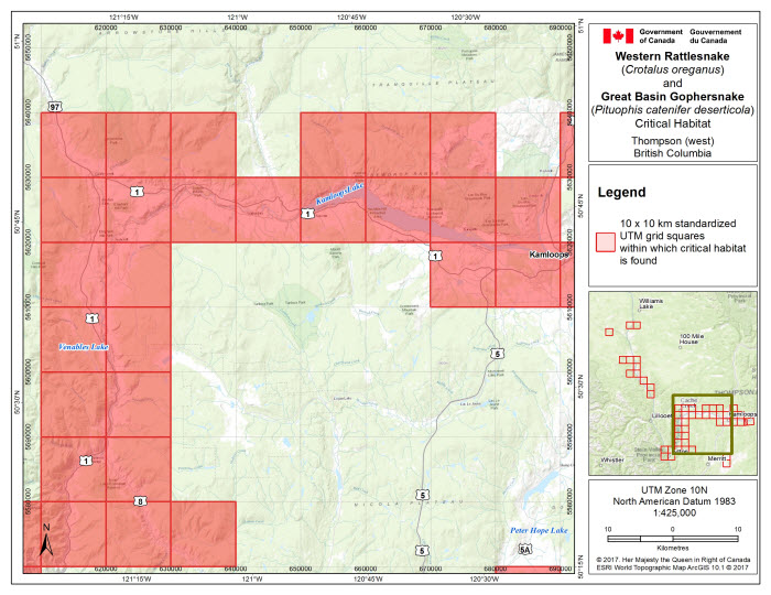 Map of Thompson West, BC. (see long description below)