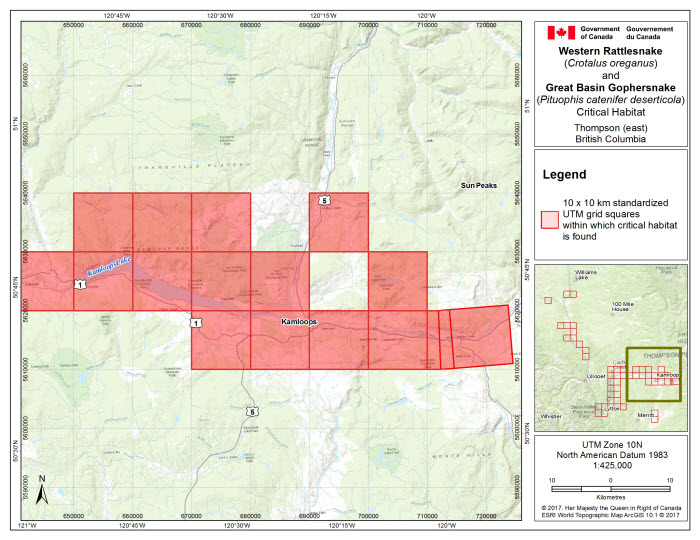 Map of Thompson East, BC. (see long description below)