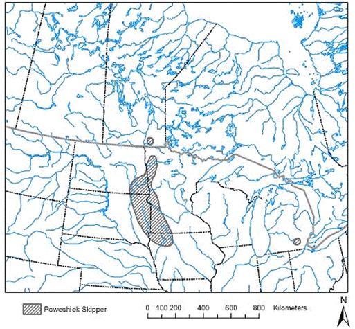 Figure 2. Global range of Oarisma Poweshiek.