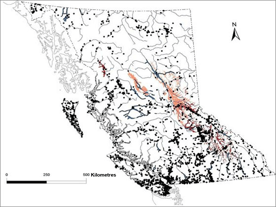 Major collection sites for macrolichens in British Columbia