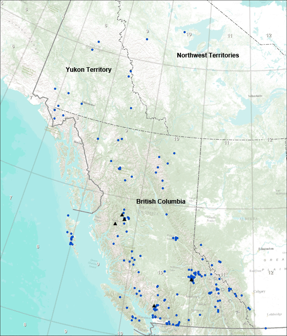 Major collection sites for macrolichens