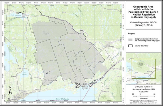 The geographic area within which the habitat regulation