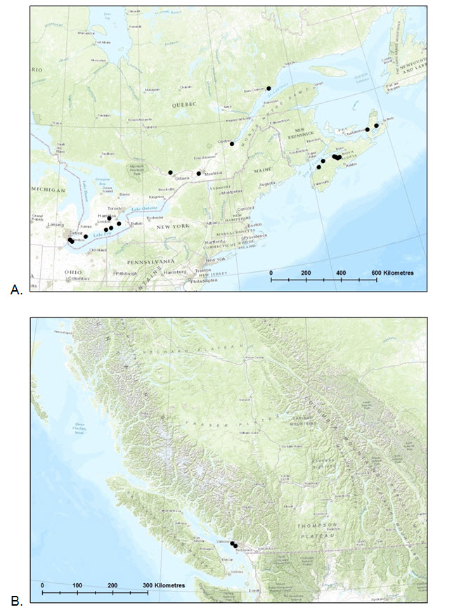 Known Canadian distribution