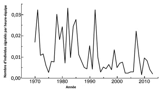 Nombre de Plectrophanes de McCown signalés par heure-équipe