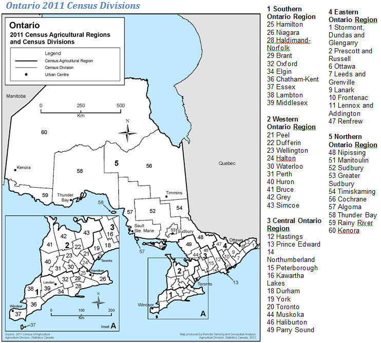 2011 Ontario census divisions