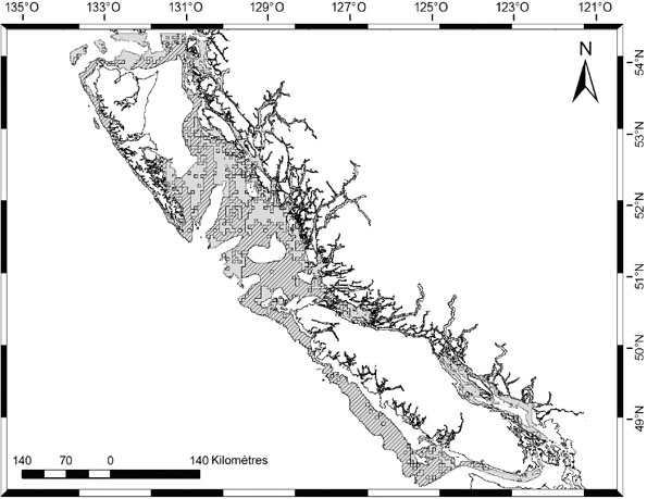 Figure 4. Habitat du sébaste canari en Colombie-Britannique.