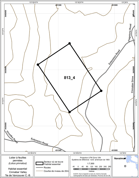 Figure 10. Secteur où se trouve de l’habitat essentiel.