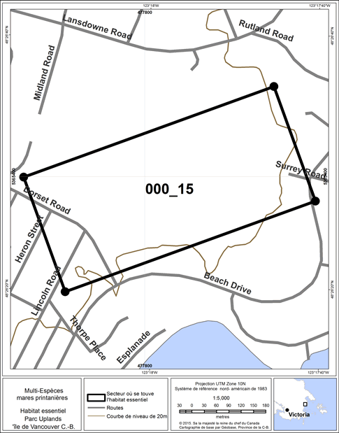 Figure 15. Secteur où se trouve de l’habitat essentiel.