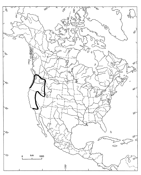 Figure 2. Répartition nord-américaine de l’Epilobium torreyi.