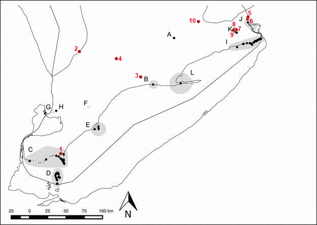 Map of global distribution Small-mouthed  Salamander (voir longue description ci-dessous)