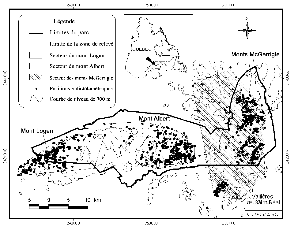 Carte montrant l’aire de répartition des caribous de la population