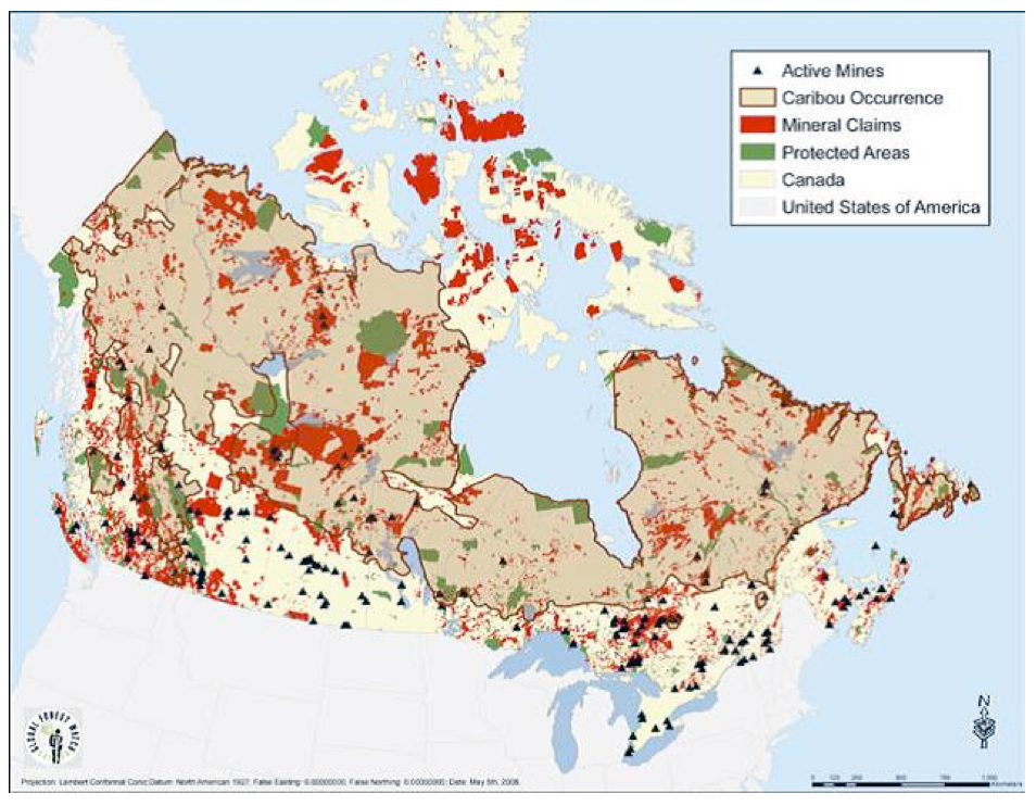 Map illustrating the potential location of mining