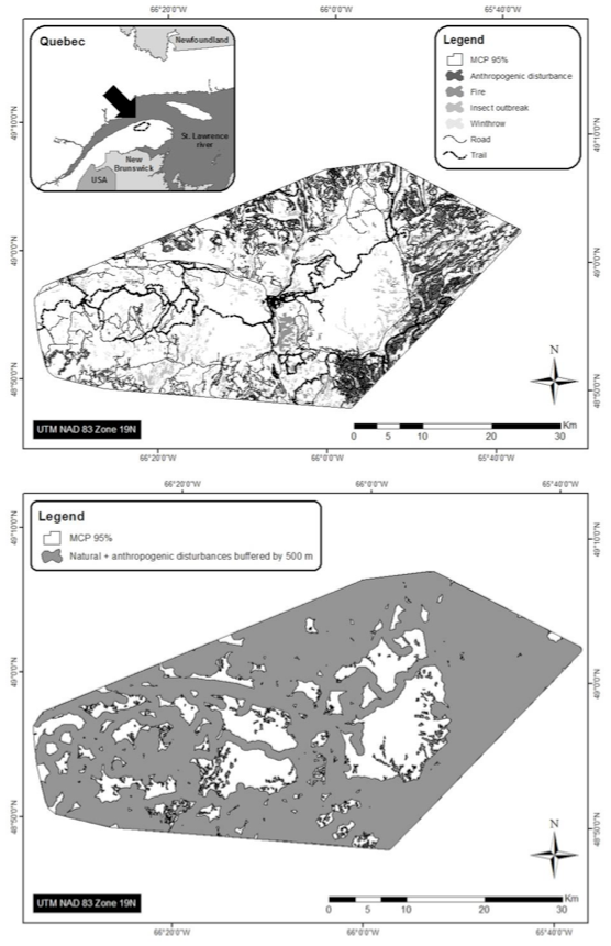 Two map panels illustrating the extent of anthropogenic