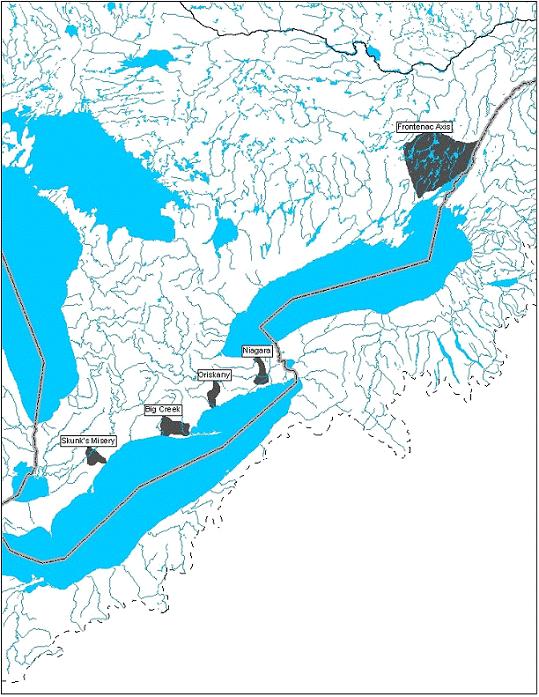 Figure 2. Canadian distribution of Gray Ratsnakes (Elaphe spiloides).