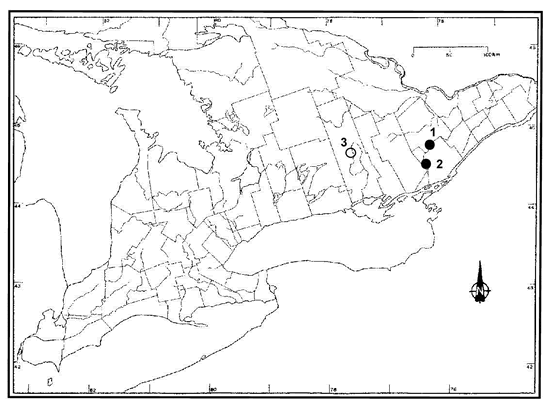 Carte : Distribution du potamot d'Ogden en Ontario