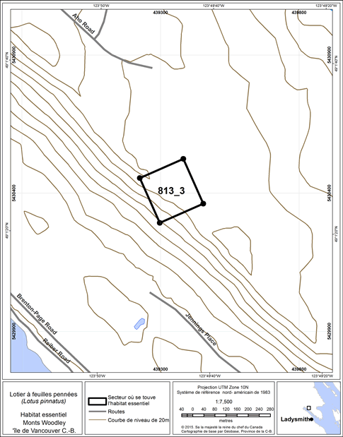 Figure 9. Secteur où se trouve de l'habitat essentiel.