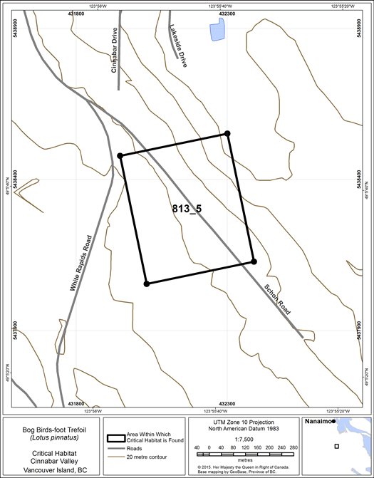 Figure 11: area within which critical habitat is found.