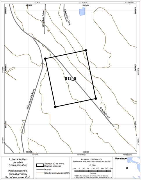 Figure 11. Secteur où se trouve de l'habitat essentiel.