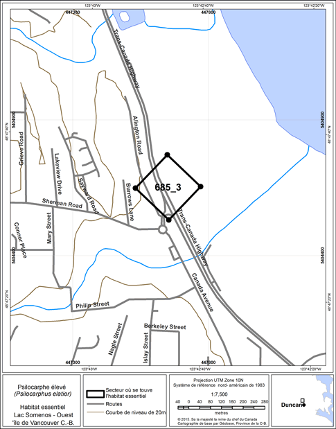 Figure 14. Secteur où se trouve de l'habitat essentiel.